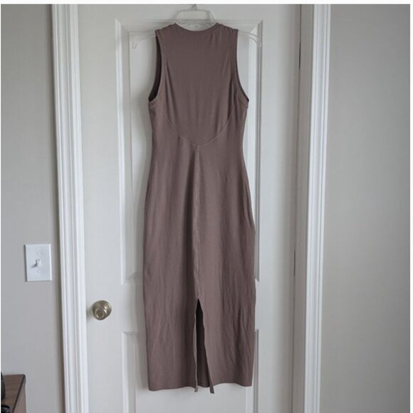 Lululemon All Aligned Ribbed Midi Dress, Taupetastic, Size 8 - Picture 4 of 5